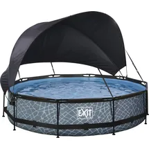 EXIT TOYS Stone Pool 360 x 76 cm inkl. Filterpumpe und Sonnensegel