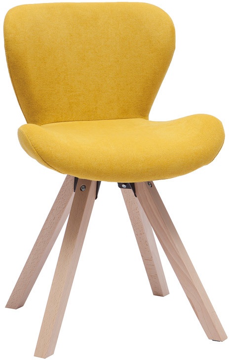 Chaise scandinave en tissu effet velours jaune moutarde et bois clair ANYA
