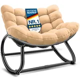 KESSER® Schaukelstuhl für drinnen & draußen Schaukelsessel ergonomisch - Beige