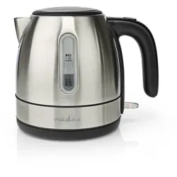 Nedis Wasserkocher - 1.0 l - Edelstahl - Aluminium - Um 360 Grad drehbar - Verdecktes Heizelement - Strix Controller - Boil-dry protection
