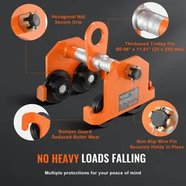 Vevor Laufkatze 1Tonnen Tragfähigkeit Hallenkran 63,5-203,2mm Einstellbare Breite Kran 295x230x240mm Rollfahrwerk Doppelrad-Design Handfahrwerk für I- und H-Trägern Hallenkran Ladekran