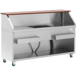Mobile Cocktail-Station - 180 cm - Theke in Holzoptik - Eisbehälter - Flaschenhalter - Royal Catering RCMBS-180