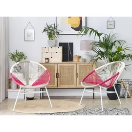 Beliani Acapulco Gartenstuhl 2er Set 0 x 0 x 0 cm beige/rosa
