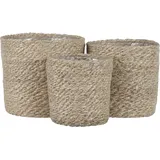 Mica Decorations Atlantic Pflanzenkorb - 3er-Set - H16 x Ø16 cm - Seegras - Crem