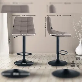 CLP Barhocker Jerry Stoff I Höhenverstellbarer Barstuhl I 360° Drehstuhl Mit Rückenlehne Für Küche Und Lounge