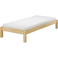 Erst-Holz Erst-Holz, Bett, Massivholzbett Stapelbett Kiefer Natur 80x190cm Einzelbett stapelbar + Matratze 60.48-08-190M (80 x 190 cm)