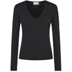 Cashmere & Silk Co. Damen Pullover grosser V-Auschnitt schwa