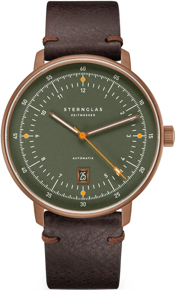 STERNGLAS - HAMBURG PRO - AUTOMATIK - dunkelgrün bronze / Vintage 20 mokka / 42MM
