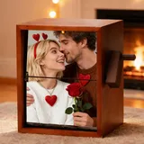 Personalisierter Foto Flipbook Rahmen, 13*16cm Hochformat Foto Flip Box mit Musik, Handkurbel Fotoalbum Flipbook mit LED-Licht, Personalisierte Geschenke für Männer, Frauen, Paare, Weihnachten