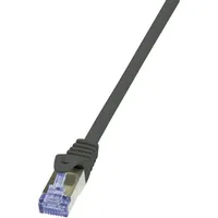 Logilink CQ4023S RJ45 Patchkabel CAT 6a S/FTP 0.50 m Schwarz vergoldete Steckkontakte, Flammwidrig, mit Rastnasenschutz 1 St.