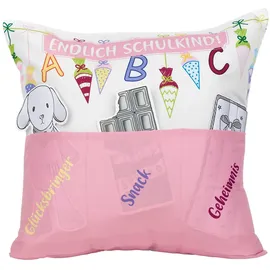Hergo Creation Sofahelden Kissen Schulanfang Mädchen - Endlich Schulkind!