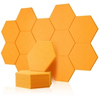 Rdutuok 12 Stück Akustik Panel,30x26x1cm Hexagon Akustik Absorber Schallschutzplatten Akustikpaneele Wand für Tonstudio, Büro,Studio und Wanddekoration (Orange Gelb)