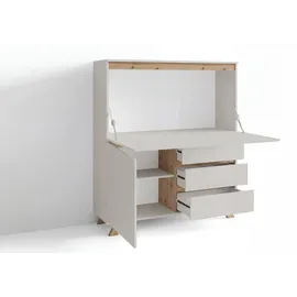 byLIVING Sekretär Valentin, Kaschmir Beige/Eiche, 3 Schubladen
