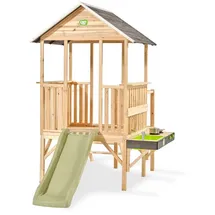 EXIT TOYS Holzspielhaus mit Rutsche und Matschküche naturbelassen