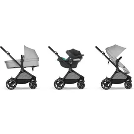 Cybex Gold Kinderwagen EOS Basic Trio-Set inkl. Babyschale Aton B2 i-Size und Babyschalen-Adapter, Reisesystem, Ab Geburt bis 22 kg (ca. 4 Jahre), Lava Grey