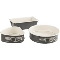 Dr. Oetker Mini-Backformen-Set EXCLUSIVE, Backformen mit keramisch verstärkter Antihaftbeschichtung, Kuchenformen für verschiedene Kuchen, Grau-Braun/Crème, Menge: 1 x 3 teiliges Set