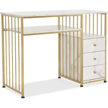 MCombo M MCombo Schminktisch ohne Spiegel Marmor-weiß Gold, Nageltisch aus Holz Metallgestell, Computertisch Wohnzimmer Mode...