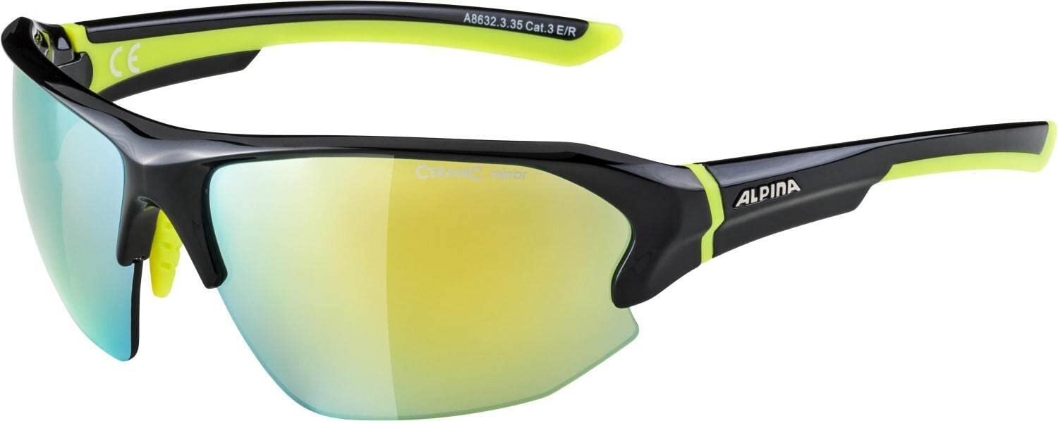 ALPINA LYRON HR - Verspiegelte und Bruchsichere Sport- & Fahrradbrille Mit 100% UV-Schutz Für Erwachsene, black, One Size