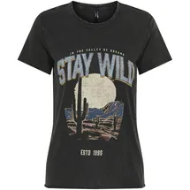 Only Damen Onllucy Life Reg S/S Top JRS Noos, Black, XL - XL
