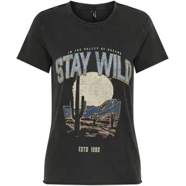 Only Damen Onllucy Life Reg S/S Top JRS Noos, Black, XL - XL