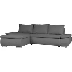 Ecksofa HOME AFFAIRE "Acra L-Form", grau, B:266cm H:83cm T:175cm, 100% Polyester, Sofas, mit Bettfunktion und Bettkasten, in Mattenoptik
