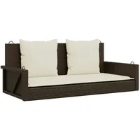 VidaXL Hängebank mit Kissen Braun 119x56x48 cm Poly Rattan