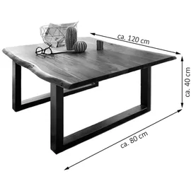 Sam Couchtisch Baumkante 120 x 80 cm Akazie cognacfarben schwarz Esra