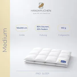 HANSKRUCHEN GmbH HANSKRUCHEN® Daunendecke 155x200 cm Medium waschbar Allergiker Bettdecke atmungsaktiv Kassettendecke weiß - Weiß