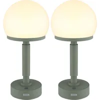 GLOBO 2er Set LED Tischleuchte, Pilz, grün, H 29,5