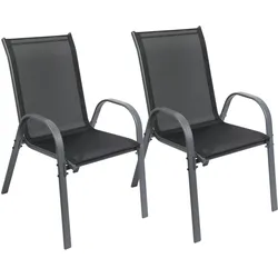 Albatros Gartenstühle 2er Set Kuba Gartenstühle Stapelbar mit robustem Metallgestell und hoher Belastbarkeit bequeme Stapelstühle
