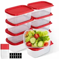 AiQInu Rechteckige Frischhaltedosen mit Deckel – 10-teiliges Set, je 520 ml, BPA-frei, lebensmittelechte Aufbewahrungsbehälter, luftdicht, spülmaschinenfest – Gefrierdosen für Meal Prep & Küche (Rot)