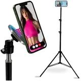 TronicXL Handy Stativ 210cm groß mit Magnet schwarz
