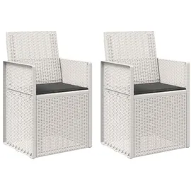 vidaXL Garten Esszimmerstuhl Weiß/Anthrazit 2er Set