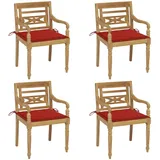 vidaXL Batavia-Stühle mit Kissen 4 Stk. Massivholz Teak