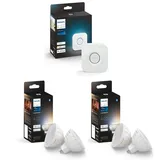 Philips Hue Starterpaket - GU5.3 - mit 4 Spots (MR16) - 12V - Warm- bis Kaltweißes Licht - Inkl. 1 Hue Bridge - Hue White Ambiance smarte Lichtsteuerung über Sprache und App