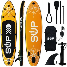 24move 24MOVE® Standup Paddle Board SUP, inkl. umfangreichem Zubehör, Paddel und Hochdruckpumpe, ORANGE, 366x80x15cm