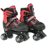 Rollschuhe für Kinder, 8 Rollen, zweireihige Rollschuhe für drinnen und draußen, sicher und langlebig (Rot und Schwarz, kein Licht, S (27-32))
