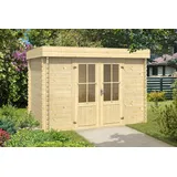 Gartenhaus Holz 28mm Blockhaus Gerätehaus SEATTLE 292x230 Sockelmass Blockbohle