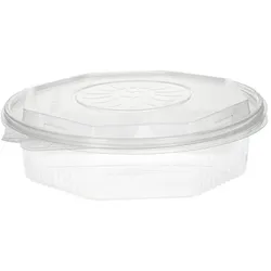 Starpak 100 Menüboxen mit Klappdeckeln 800 ml, PP 3-geteilt 21,5 x 21,5 cm transparent 8-eckig