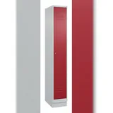 C+P Spind Classic PLUS, Sockel, 1 Abteil, HxBxT 195x30x50cm, Zylinderschloss, Hellgrau/Rubinrot von PROREGAL