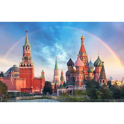 Fototapete PAPERMOON "KREML-MOSKAU BASILIUS KATHEDRALE ROTER PLATZ STADT XXL", bunt, B:4,00m L:2,60m, Vlies, Tapeten