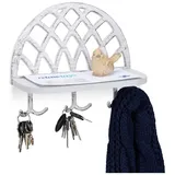 relaxdays Schlüsselbrett 3 x Schlüsselbrett mit Ablage weiß schwarz|weiß