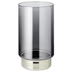 EDZARD Windlicht Isla (H 21 cm), mundgeblasenes dunkles Kristallglas mit Platinrand
