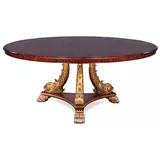 Casa Padrino Luxus Barock Esstisch Braun / Gold Ø 150 cm - Runder Barockstil Massivholz Küchentisch im asiatischen Stil - Barock Esszimmer Möbel... - Braun/Gold