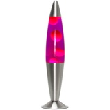 Lavalampe Rot Lila, Silber, Lava Lampe, 42 cm hoch, G9, Leuchtmittel inklusive, beruhigend, entspannend, stimmungsvoll, Geschenk, Retro Tischleuchte, JENNY