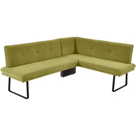 K+W Komfort & Wohnen Eckbank K+W KOMFORT & WOHNEN, grün (olive), B:207cm H:87cm T:157cm, Sitzbänke, Eckbank, Polstereckbank in Spitzkissenoptik, Sitz und Rücken gesteppt