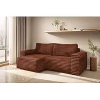 Fun Möbel Ecksofa Schlafsofa MADLEN Stoff Velo Rostbraun Ottomane