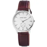 Leonardo Verrelli Unisex –Uhr Lederimitations Armbanduhr Analog Quarz 2910003 (Braun/silberfarben/Weiß)