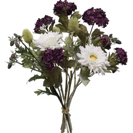 2474U Kunstblumen-Strauß Renate Seidenblumen im Strauß gebunden aus Schneeball, Aster und Edeldistel - Witterungsbeständig - Naturgetreu (1)