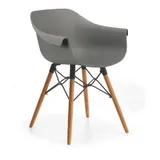 Niehoff Tulip Schalensessel, Sitzschale grey, Gestell Eiche mit Metallstreben